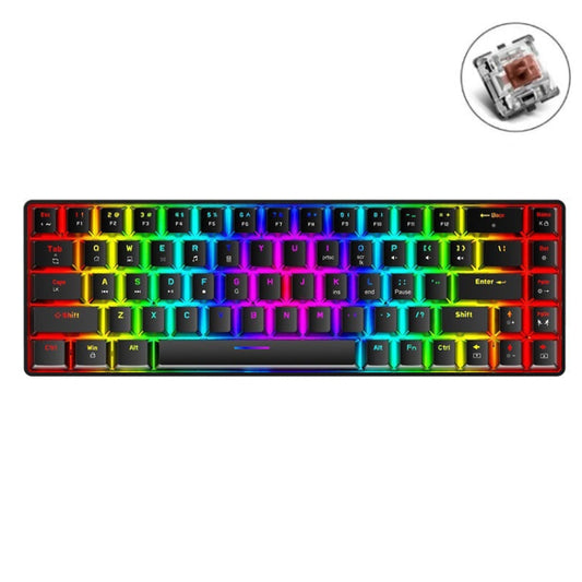 Rynx | T8 68 Key Mechanical Gaming Keyboard RGB Backlit Wired Keyboard, Cable Length: 1.6m (Black Tea Shaft)
