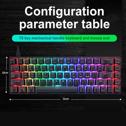 Rynx | T8 68 Key Mechanical Gaming Keyboard RGB Backlit Wired Keyboard, Cable Length: 1.6m (Black Tea Shaft)