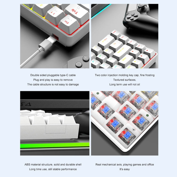 Rynx | T8 68 Key Mechanical Gaming Keyboard RGB Backlit Wired Keyboard, Cable Length: 1.6m (Black Tea Shaft)