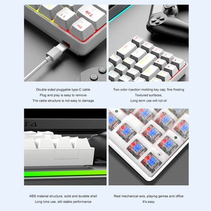 Rynx | T8 68 Key Mechanical Gaming Keyboard RGB Backlit Wired Keyboard, Cable Length: 1.6m (Black Tea Shaft)