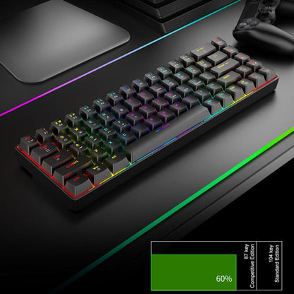 Rynx | T8 68 Key Mechanical Gaming Keyboard RGB Backlit Wired Keyboard, Cable Length: 1.6m (Black Tea Shaft)