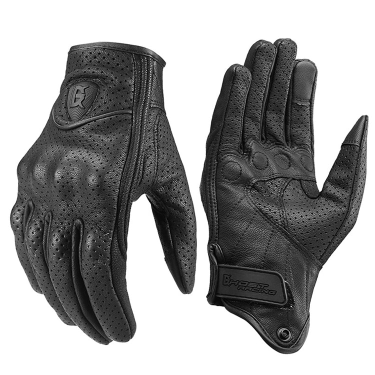 Rynx | GHOST RACING GR-ST06 Breathable Touch Screen Motorcycle Riding Leather Gloves Anti-Fall Locomotive Gloves, Size: L(Black)