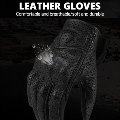 Rynx | GHOST RACING GR-ST06 Breathable Touch Screen Motorcycle Riding Leather Gloves Anti-Fall Locomotive Gloves, Size: XL(Black)