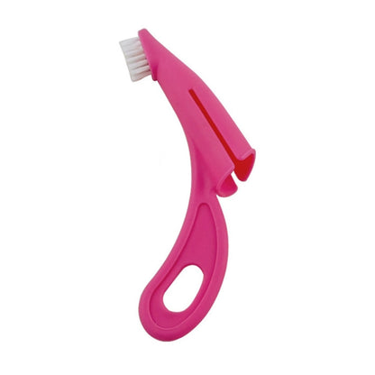Pet Finger Toothbrush Cat and Dog Oral Cleaning Tool Soft Brush (Pink Red)