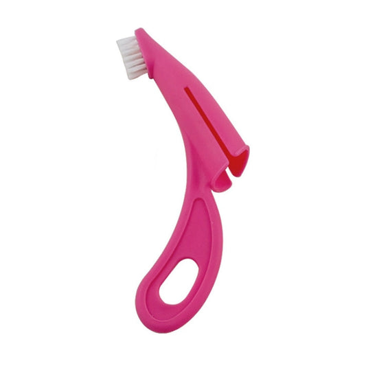 Pet Finger Toothbrush Cat and Dog Oral Cleaning Tool Soft Brush (Pink Red)