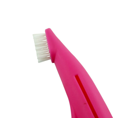 Pet Finger Toothbrush Cat and Dog Oral Cleaning Tool Soft Brush (Pink Red)