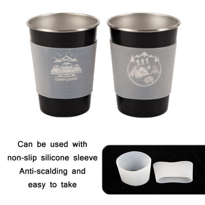 Rynx | 4 PCS / Set Outdoor Picnic Stainless Steel Cup With Storage Bag+Silicone Holder (Army Green)