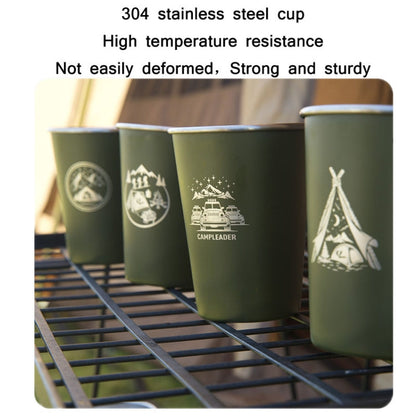Rynx | 4 PCS / Set Outdoor Picnic Stainless Steel Cup With Storage Bag+Silicone Holder (Army Green)