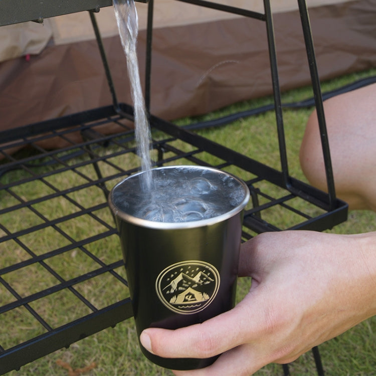 Rynx | 4 PCS / Set Outdoor Picnic Stainless Steel Cup With Storage Bag+Silicone Holder (Army Green)