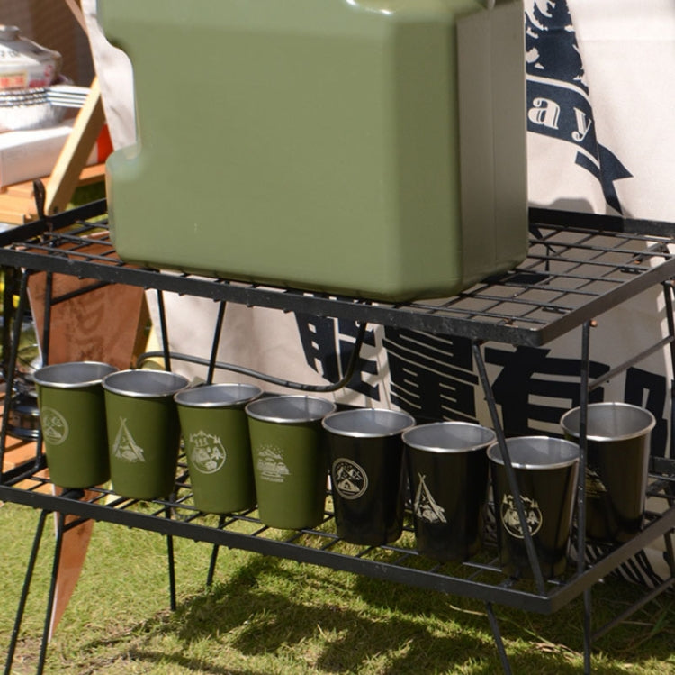 Rynx | 4 PCS / Set Outdoor Picnic Stainless Steel Cup With Storage Bag+Silicone Holder (Army Green)