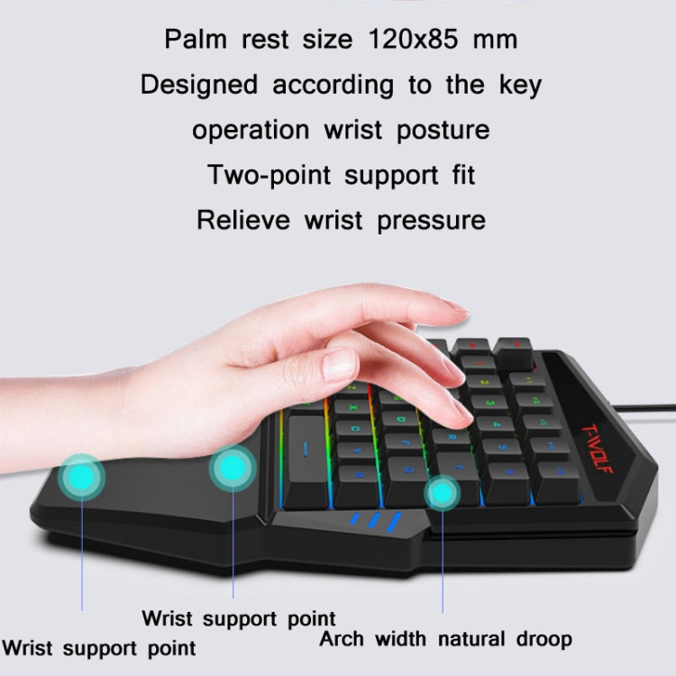 Rynx | T-WOLF Mobile Gaming One-Handed Keyboard, Specification: TF-900 Set