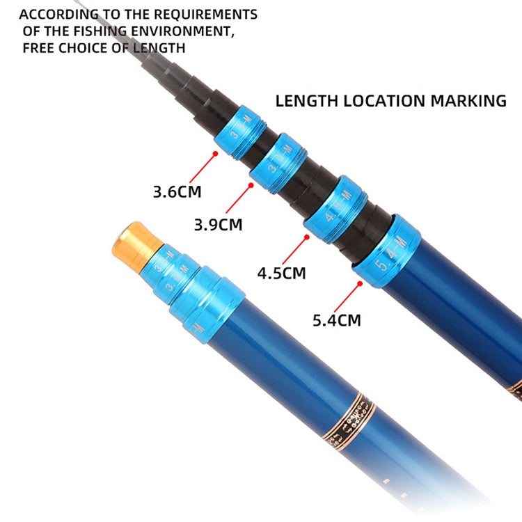 Rynx | Carbon Short Section Fishing Rod Short Section Positioning Handle Rod, Length: 5.4m(Yellow)