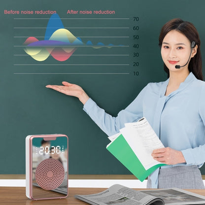 RYNX | ZXL-H3 Portable Teaching Microphone Amplifier with Time Display, Spec: Wireless Version (Rose Gold)