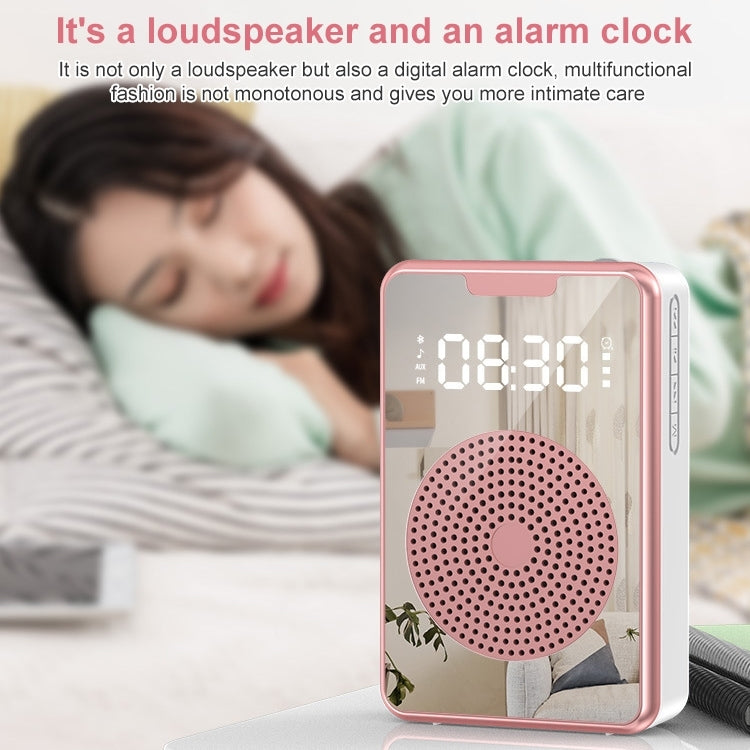 RYNX | ZXL-H3 Portable Teaching Microphone Amplifier with Time Display, Spec: Wireless Version (Rose Gold)