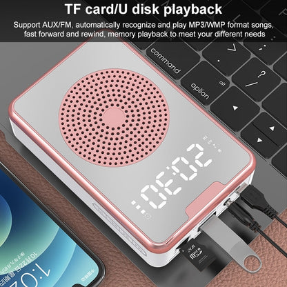 RYNX | ZXL-H3 Portable Teaching Microphone Amplifier with Time Display, Spec: Wireless Version (Rose Gold)