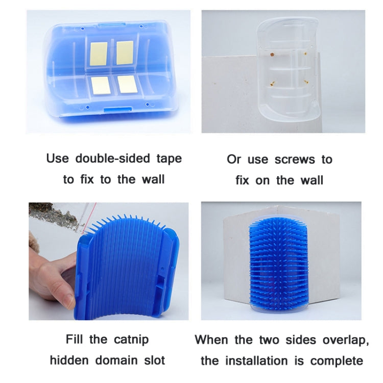 Pet Cat Corner Rubbing Hair Massage Brush (Blue)