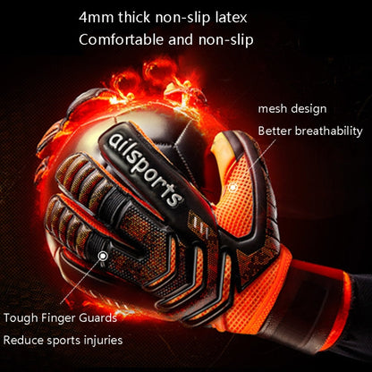 Rynx | Ailsports ST5511 1 Pair Goalkeeper Thicken Latex Fingers Protection Gloves, Size: 8(Orange)