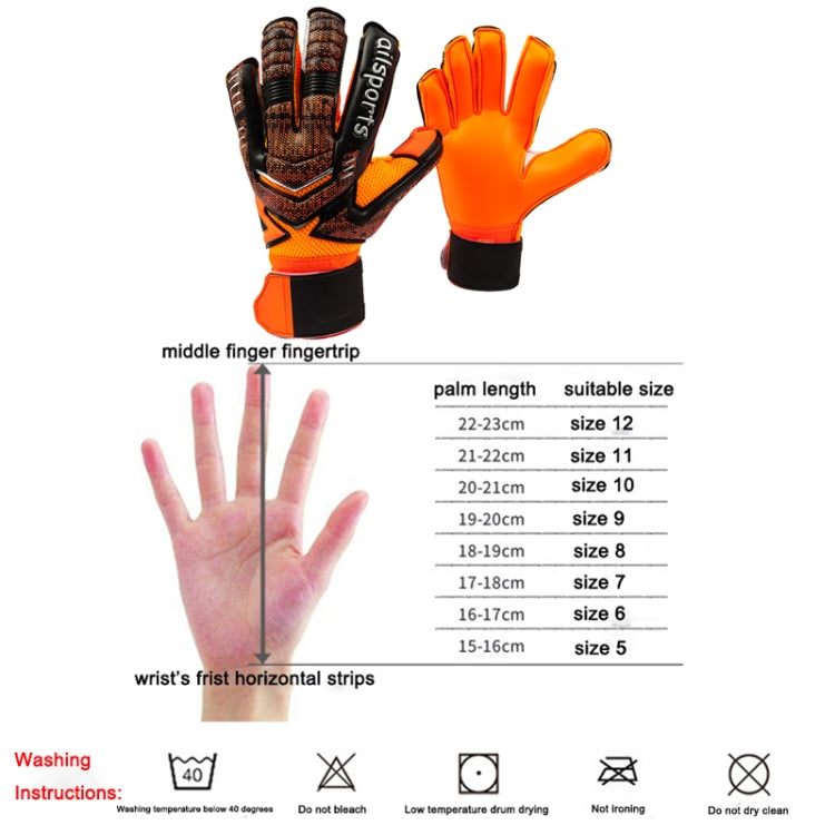 Rynx | Ailsports ST5511 1 Pair Goalkeeper Thicken Latex Fingers Protection Gloves, Size: 10(Blue)