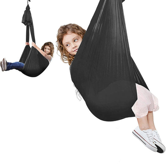 Rynx | Kids Elastic Hammock Indoor Outdoor Swing, Size: 1.5x2.8m (Black)