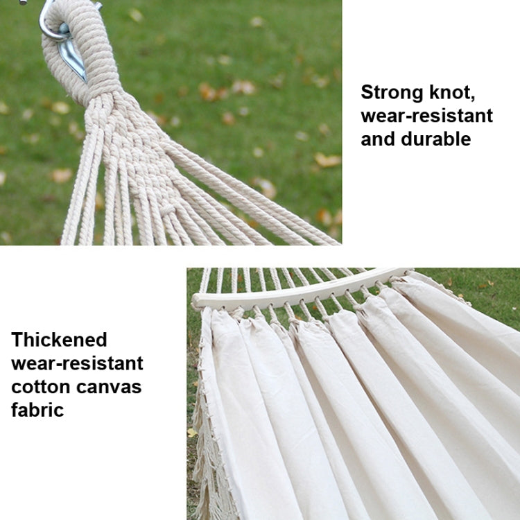 Rynx | 200x150cm Double Outdoor Camping Tassel Canvas Hammock with Stick(Pink Stripes)