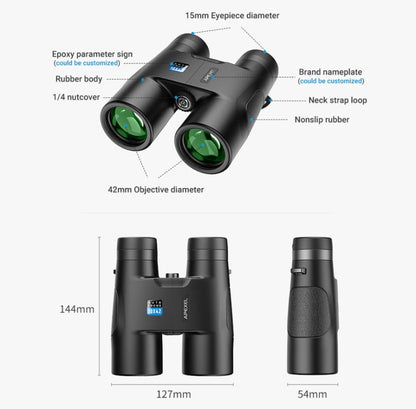 Rynx | APEXEL 10x42 Fixed Focus Binoculars  Autofocus Telescope(Black)