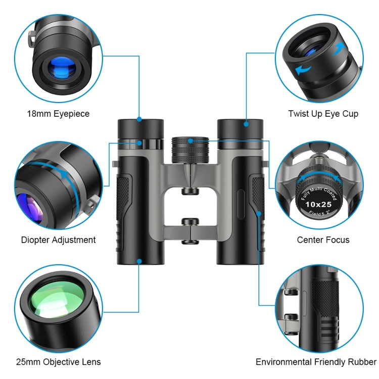 Rynx | APEXEL 10 x 25 Binoculars  BAK4 Prism Zoom Telescope for Bird-watching Hunting Hiking(Black)