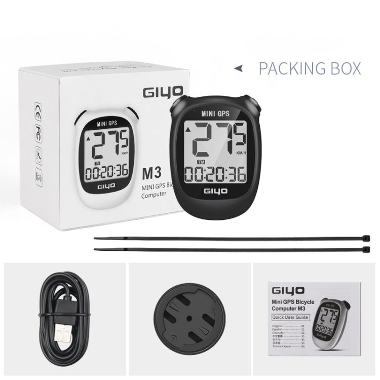 Rynx | GIYO M3 LCD Display Bike GPS Cycling Computer Wireless Road Bicycle Stopwatch Velocimeter(White)