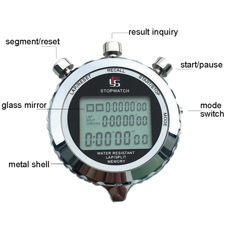 Rynx | YS Metal Stopwatch 3 Rows Display Running Training Electronic Timers, Style: YS-530 30 Memories