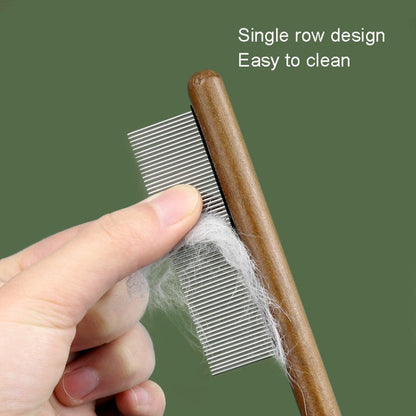 Cat Dog Solid Wood Comb for Removing Floating Hairs Pet Care Grooming Flea Comb(F)