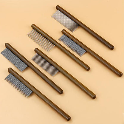 Cat Dog Solid Wood Comb for Removing Floating Hairs Pet Care Grooming Flea Comb(F)