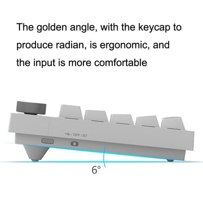 Rynx | Ajazz K620T 62 Keys Bluetooth Wireless Dual Mode Mechanical Keyboard, Style: Blue Wave (White)