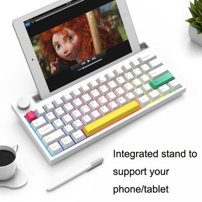 Rynx | Ajazz K620T 62 Keys Bluetooth Wireless Dual Mode Mechanical Keyboard, Style: Blue Wave (White)