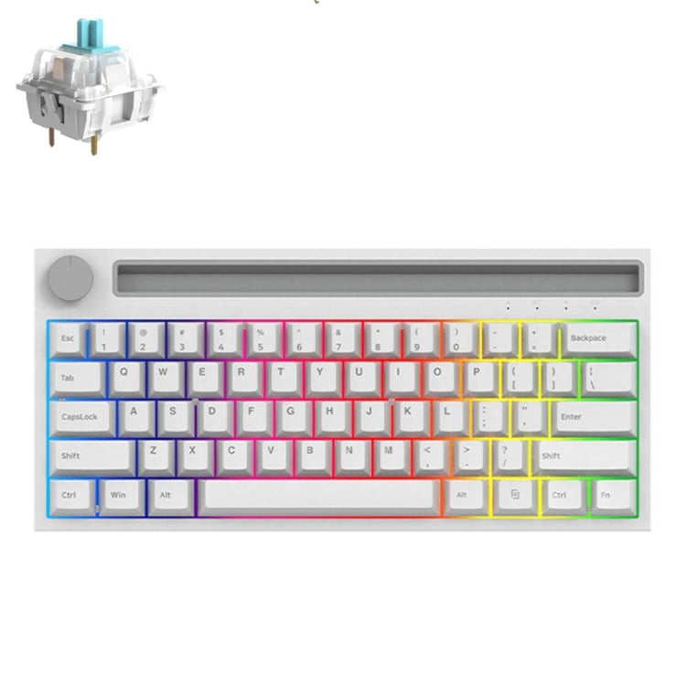 Rynx | Ajazz K620T 62 Keys Bluetooth Wireless Dual Mode Mechanical Keyboard, Style: Blue Wave (White)