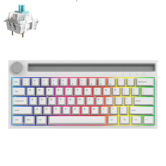 Rynx | Ajazz K620T 62 Keys Bluetooth Wireless Dual Mode Mechanical Keyboard, Style: Blue Wave (White)