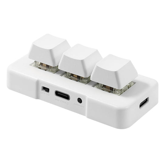Rynx | MK321 3 Key Custom Keys Gaming Office PS Clip Macro Programming Keyboard, Cable Length: 1.5 m (White)