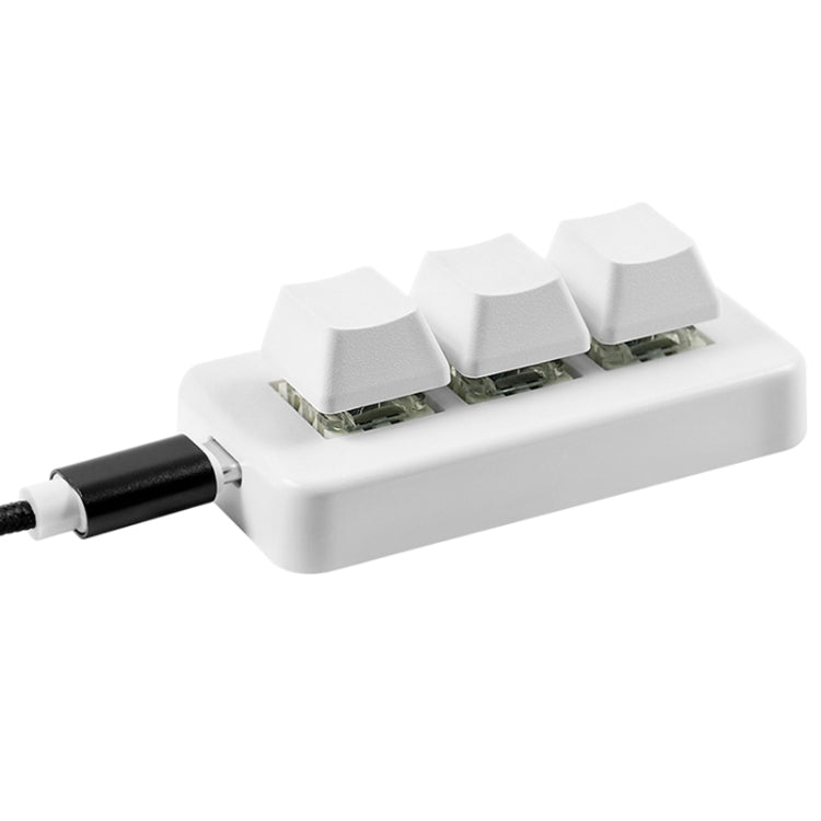 Rynx | MK321 3 Key Custom Keys Gaming Office PS Clip Macro Programming Keyboard, Cable Length: 1.5 m (White)