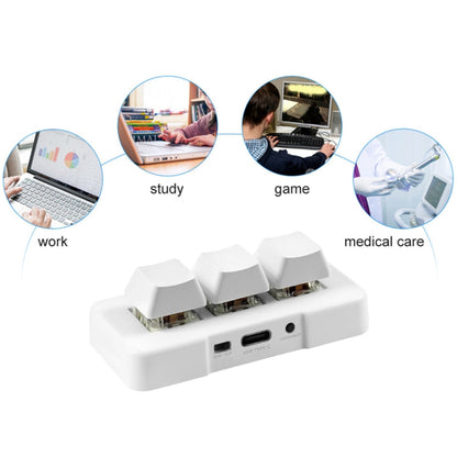 Rynx | MK321 3 Key Custom Keys Gaming Office PS Clip Macro Programming Keyboard, Cable Length: 1.5 m (White)