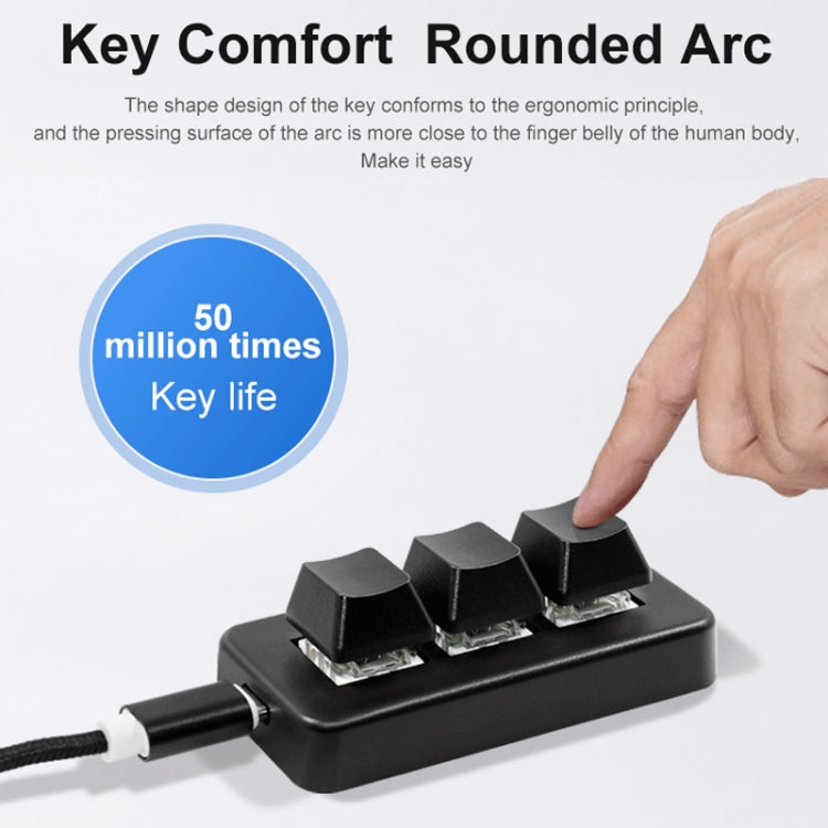 Rynx | MK321 3 Key Custom Keys Gaming Office PS Clip Macro Programming Keyboard, Cable Length: 1.5 m (White)