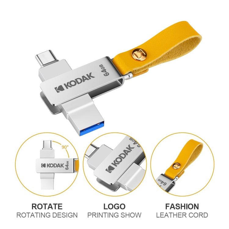 Rynx | Kodak K243C 2 In 1 Type-C/USB-C + USB3.1 High-Speed Transfer U-Disk, Capacity: 128GB