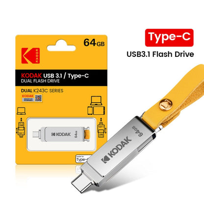 Rynx | Kodak K243C 2 In 1 Type-C/USB-C + USB3.1 High-Speed Transfer U-Disk, Capacity: 128GB