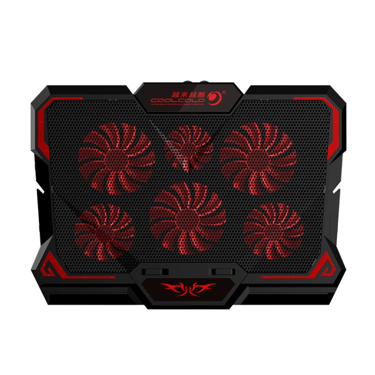 Rynx | CoolCold 17 Inch Gaming Laptop Cooler Six Fans Two USB Ports 2600RPM Laptop Cooling Pad (Black Red)
