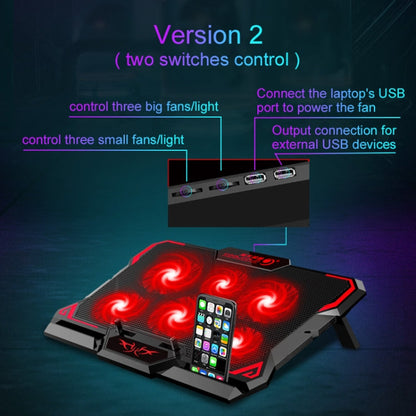 Rynx | CoolCold 17 Inch Gaming Laptop Cooler Six Fans Two USB Ports 2600RPM Laptop Cooling Pad (Black Red)