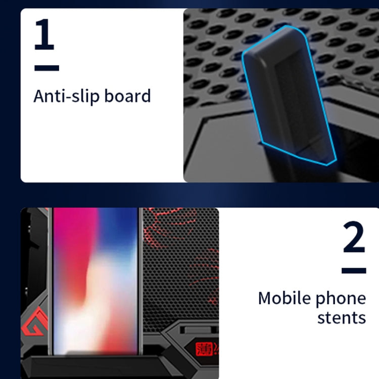 Rynx | CoolCold 17 Inch Gaming Laptop Cooler Six Fans Two USB Ports 2600RPM Laptop Cooling Pad (Black Red)