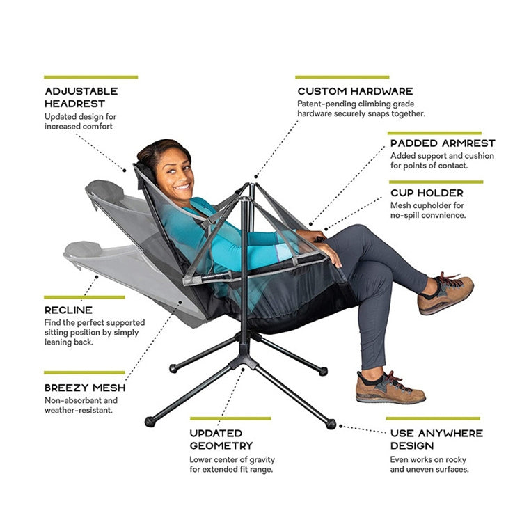 Rynx | LT32004 Outdoor Portable Folding Rocking Chair(Grey)