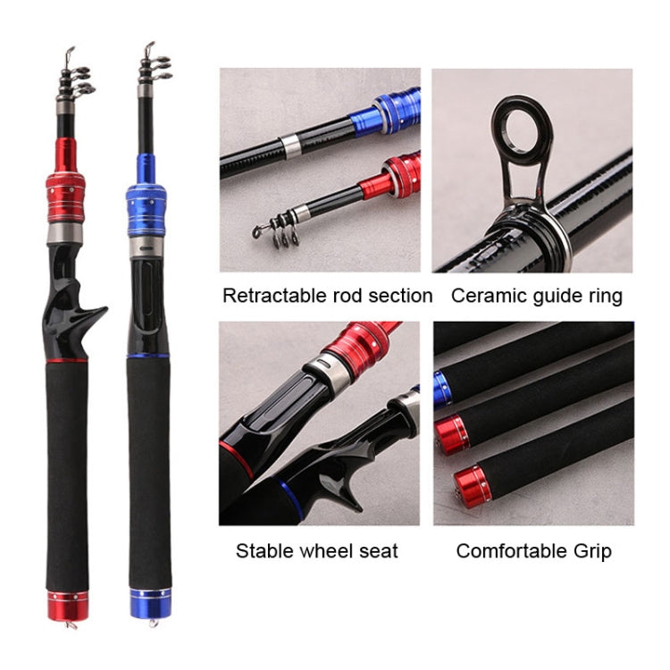 Rynx | Telescopic Lure Rod Mini Fishing Rod Portable Fishing Tackle, Length: 2.4m(Blue Straight Handle)