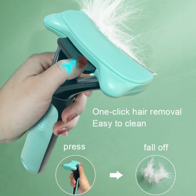 Pet Automatic Hair Removal Comb Curved Cat and Dog Comb with Open Knots (Green)