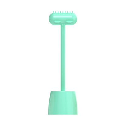 Pet cat and dog accessories long handle comb with base (Green)