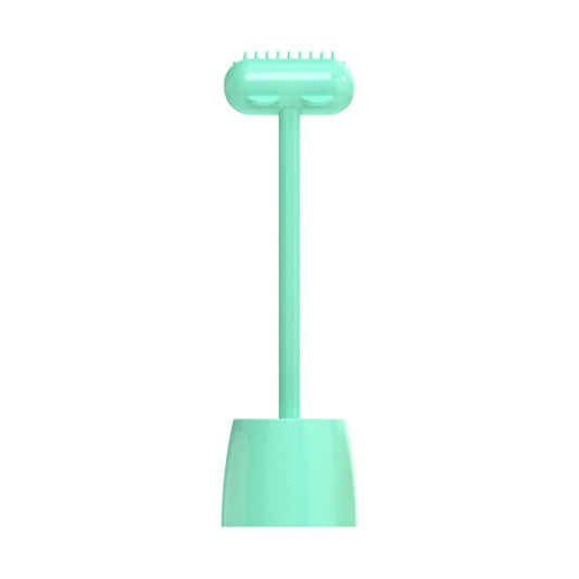 Pet cat and dog accessories long handle comb with base (Green)