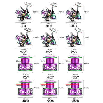Rynx | Colorful Metal Fish Line Wheel Long Throw Sea Rod Spinning Wheel, Specification: SK5000