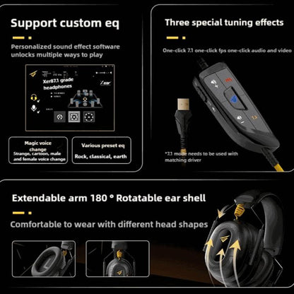 Rynx | SOMIC G936N Headset 7.1 Computer Mobile Gaming Driverless Headphones (Black)